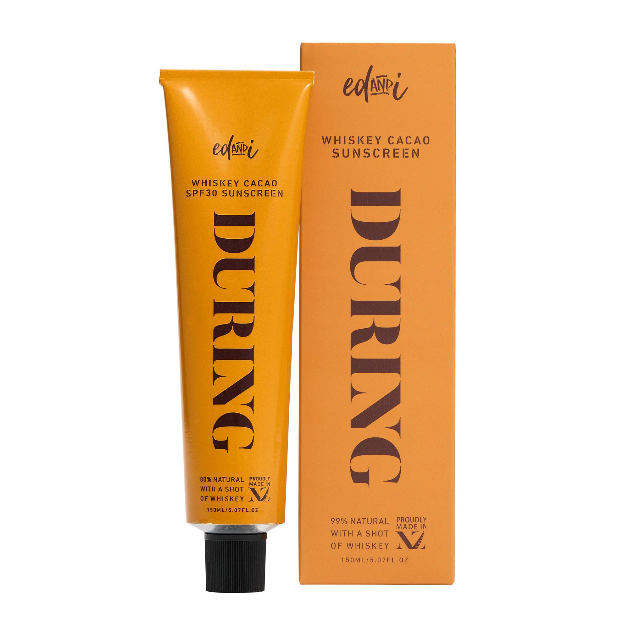 edandi DURING SPF 30 Sunscreen Body Lotion Whiskey Cacao, Moisturizing Sunblock with Vitamin E, Oxybenzone Free, 5.07 oz