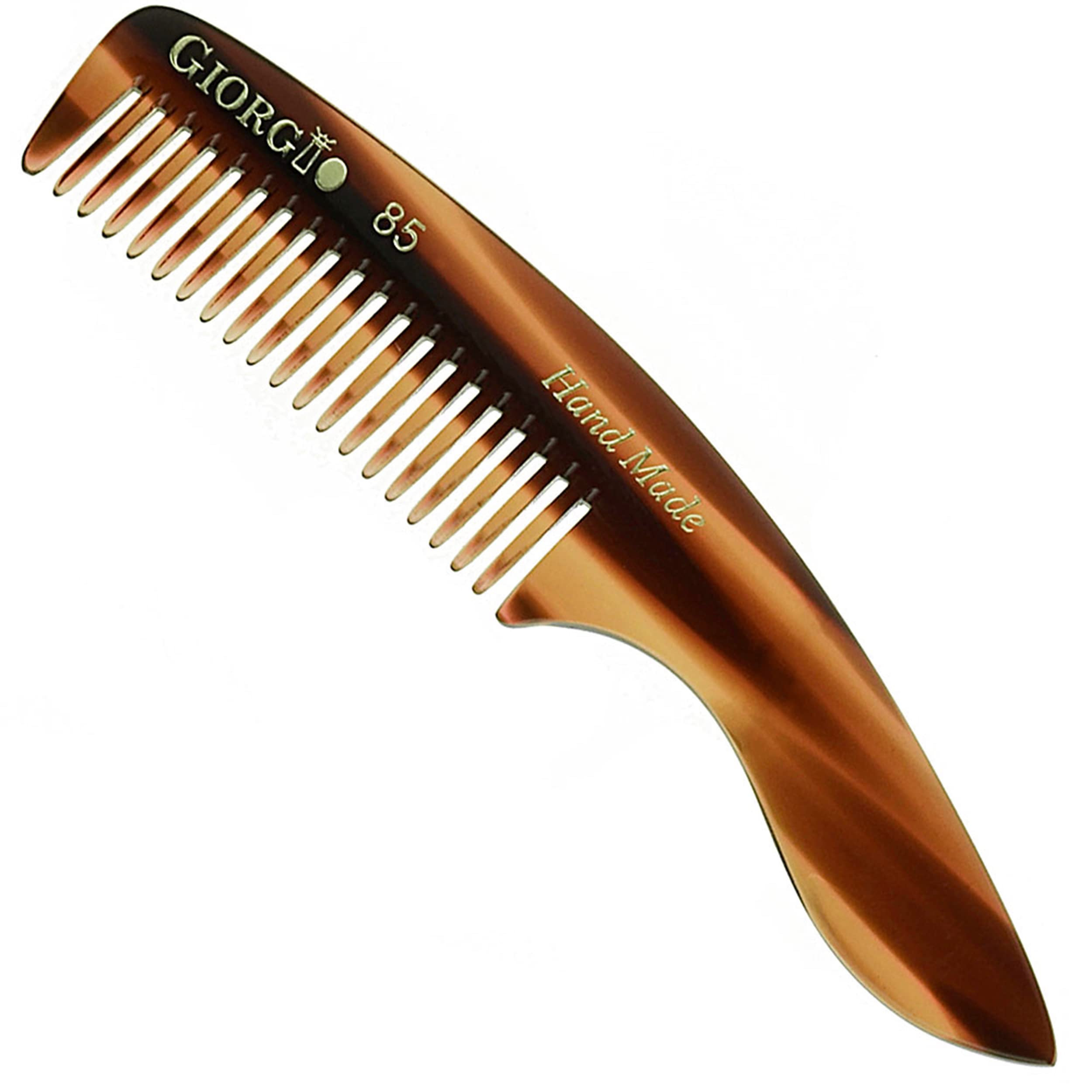 Giorgio G85 4 ¾ in 120mm, Small Men’s Fine Tooth pocket Beard & Mustache Comb for Facial hair Grooming. Hand-Made of Cellulose, saw-cut. Perfect man moustache comb. (Tortoise)