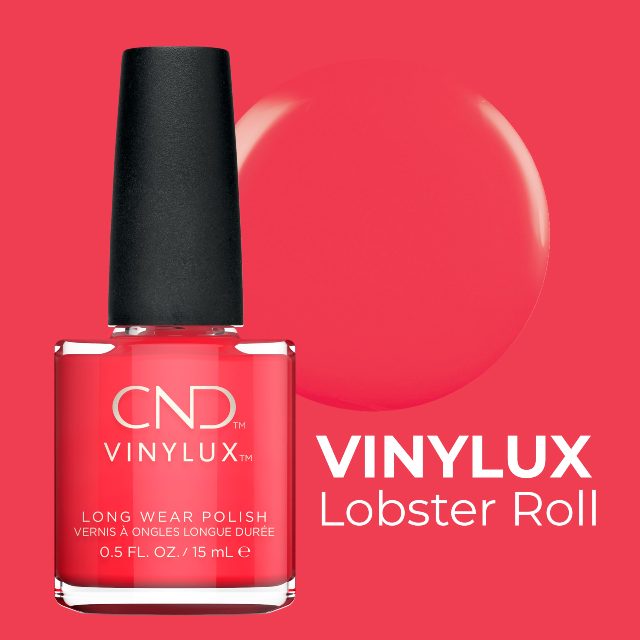 122 CND - VINYLUX LOBSTER ROLL Weekly Polish Nail Hot Red Pink Color Coat 0.5oz