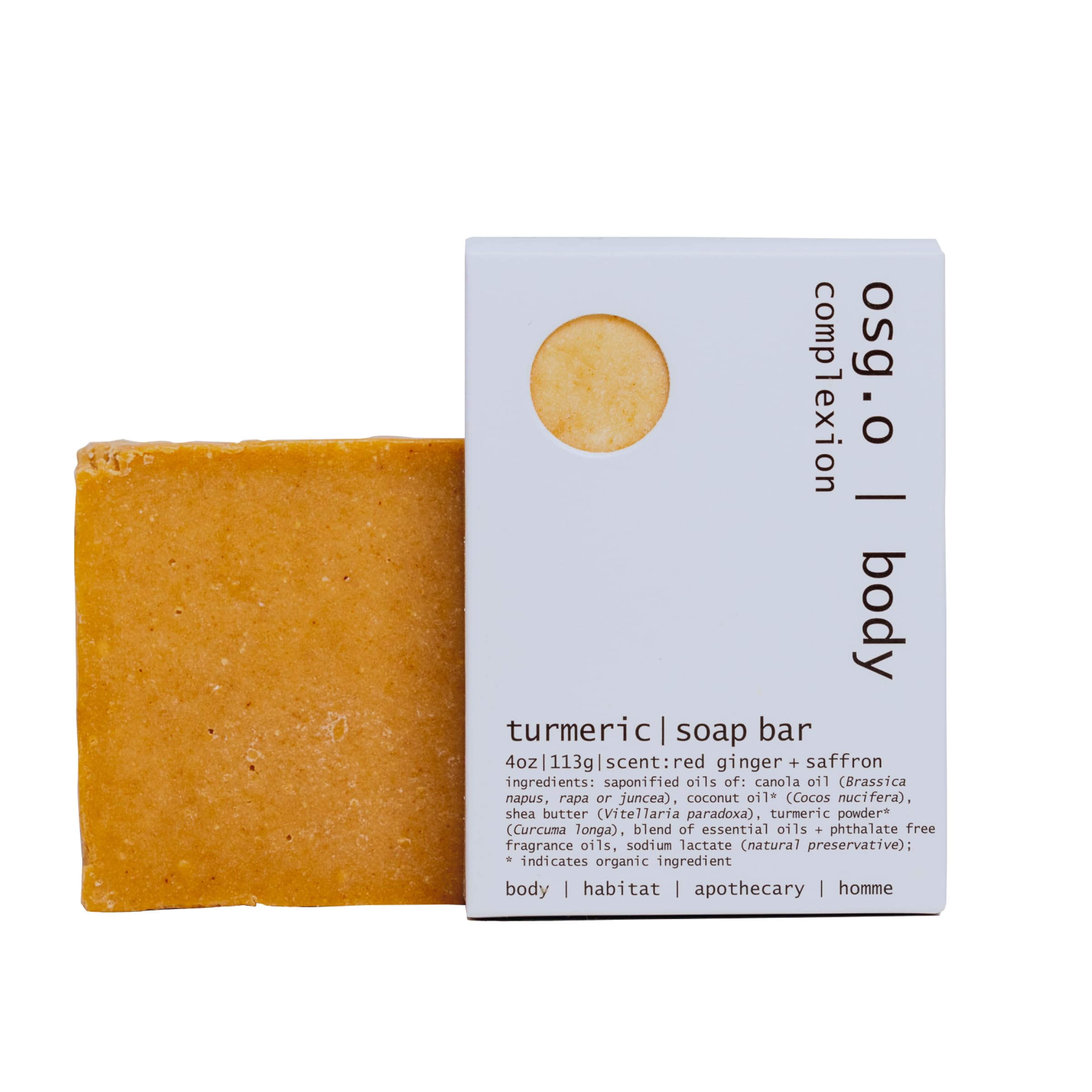 Natural Organic Soap Bar with Turmeric for Face and Body, Antibacterial Exfoliating Bar Soap with Shea Butter Moisture, Essential Oils, Bar Soap for Women and Men, 4oz, 1 Turmeric Soap Bar