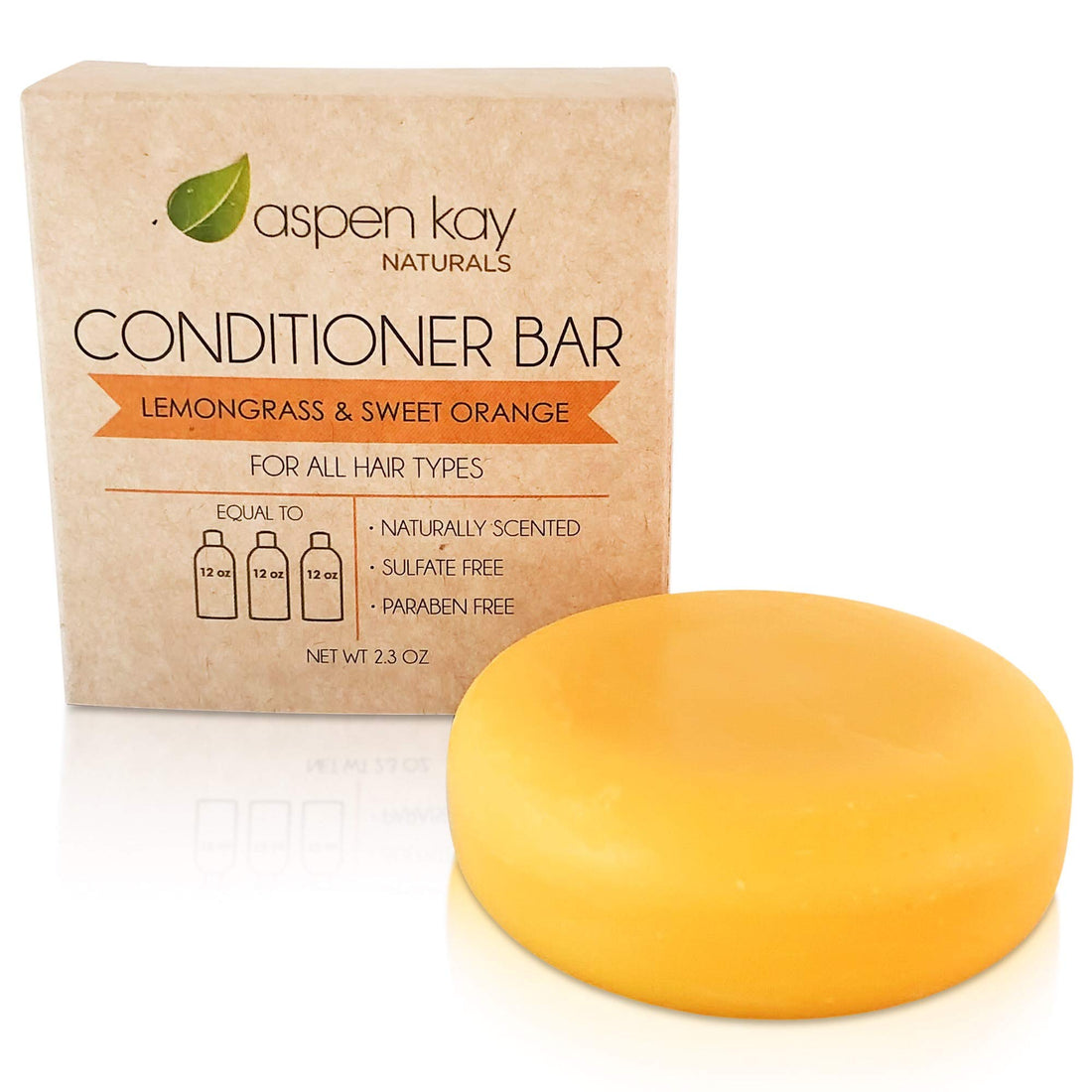 Aspen Kay Naturals Conditioner Bar, Lemongrass, 2.3 Ounce. Made With Natural & Organic Ingredients, All Hair Types including frizzy hair, Sulfate-Free, Cruelty-Free & Vegan