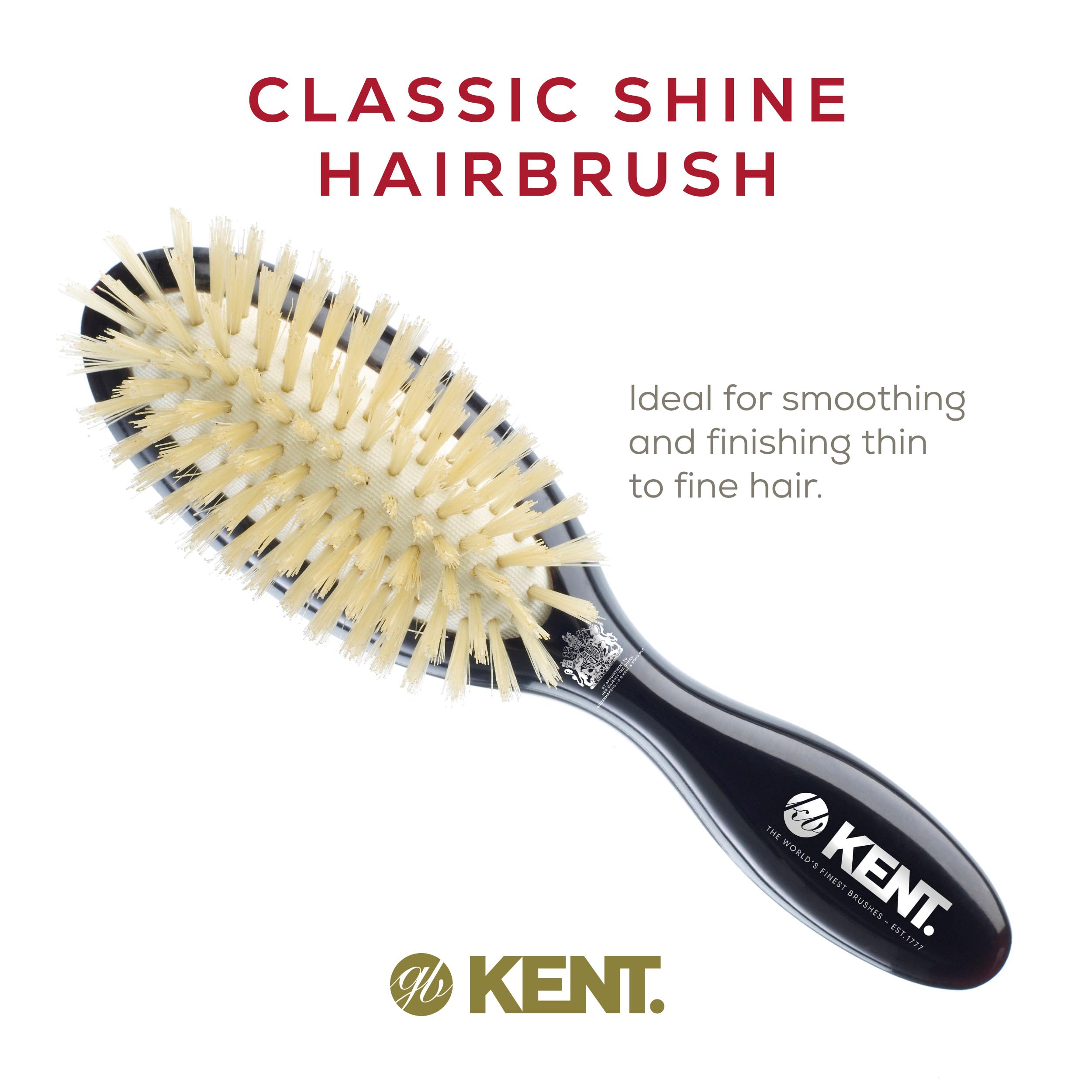 Kent CSMS Ruby Pure Black Natural Bristle Medium Dressing & Styling Premium Brush