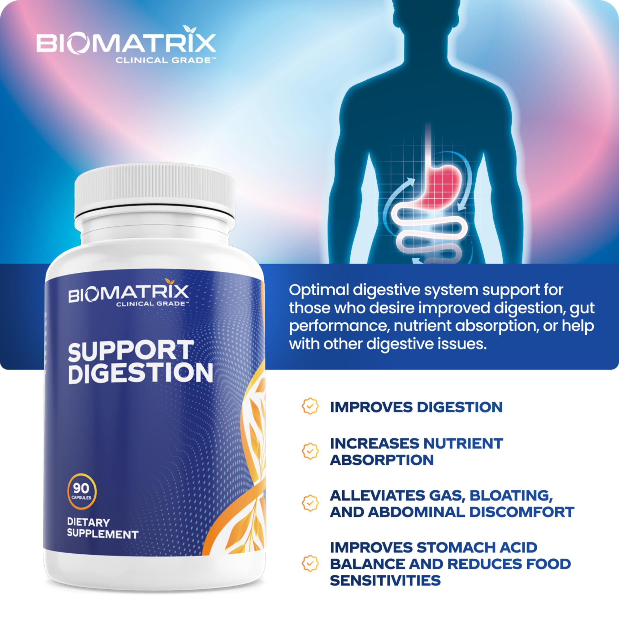 Digestive Enzymes Supplement (90 Capsules) Support Digestion - with Purified Bile, Pancreatin, Plant Enzymes, Ox Bile, Betaine HCL, Support Digestion of Fats Carbohydrates and Proteins
