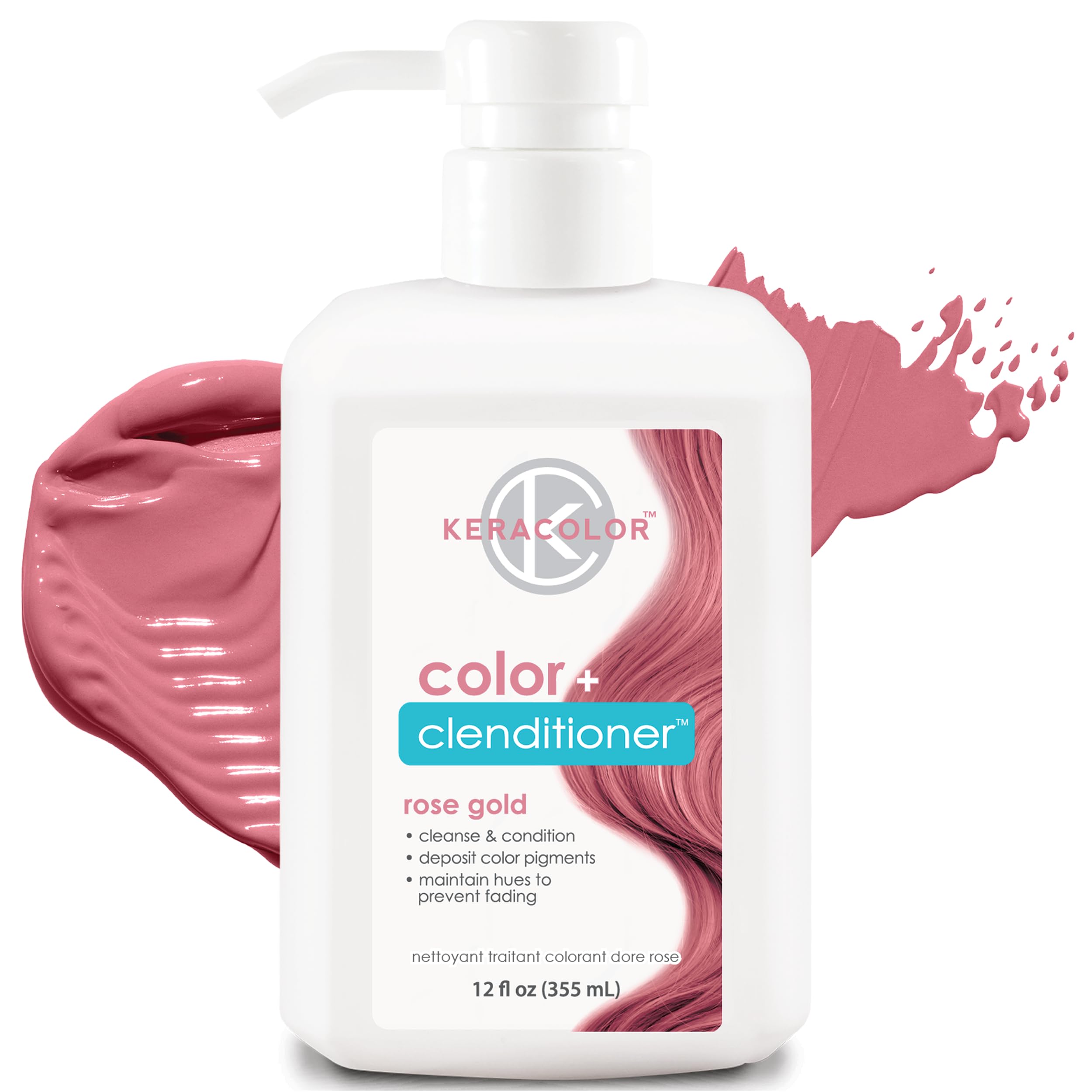 Keracolor Color Plus Clenditioner, Rose Gold, 12 Fluid Ounce