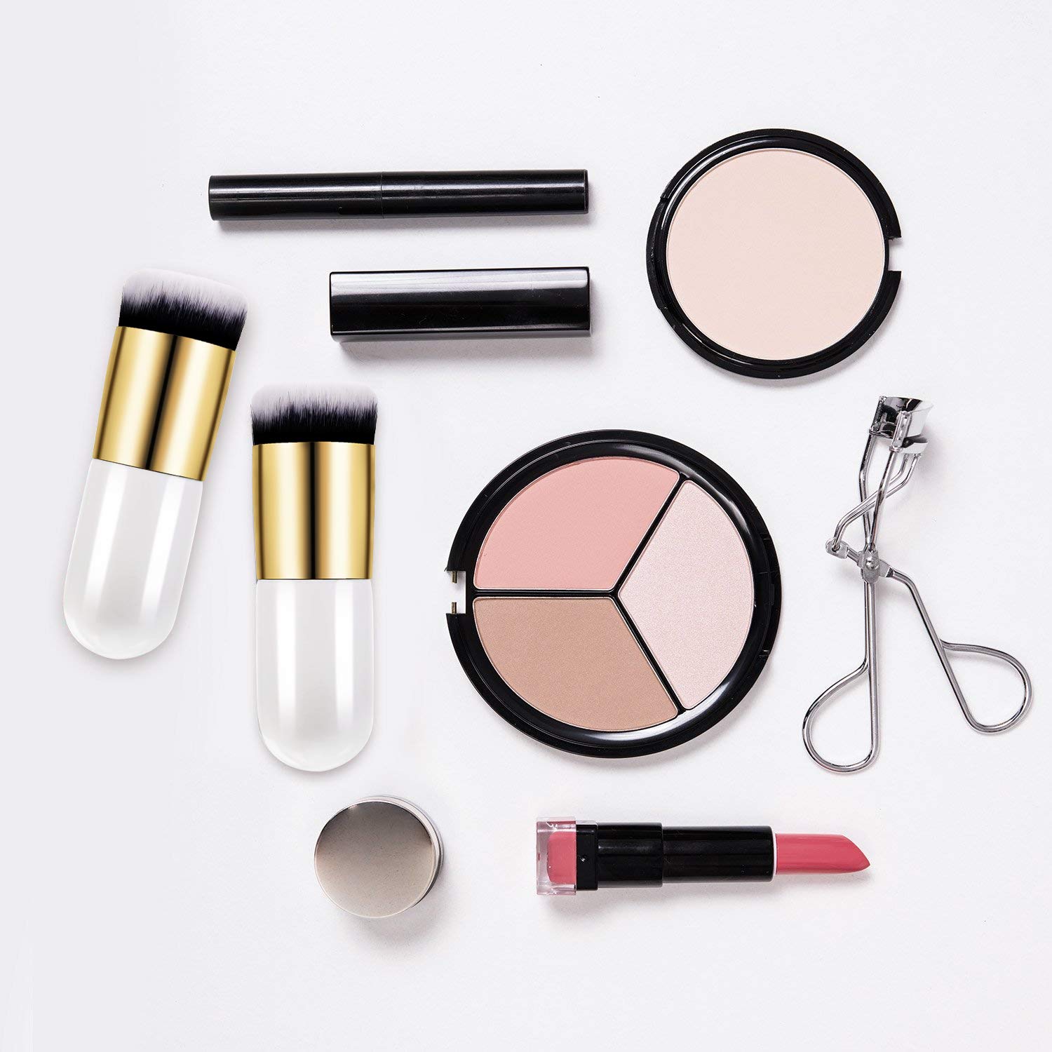 White: Boao 2 Pieces Foundation Brush Flat Cream Makeup Brushes Cosmetic Make-Up Brush (White)