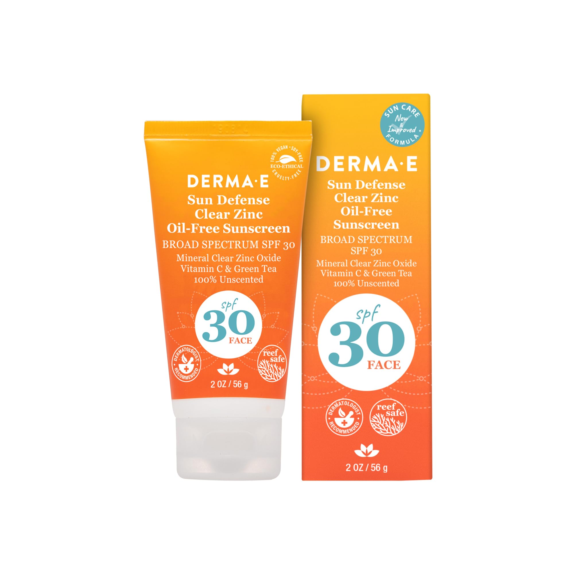 DERMA E Sun Defense Mineral Oil-Free Face Sunscreen, 2 oz