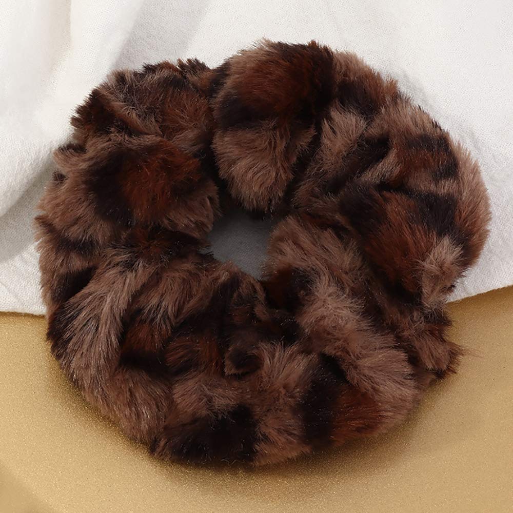 6 Pcs Leopard Towel Scrunchies for hair Drying with Tie dye and Solid Soft Microfiber Hair Scrunchies Thick Fuzzy Scrunchies for hair Frizz Free Hair Bobbles Ropes Traceless Ponytail Holder Cow Hair