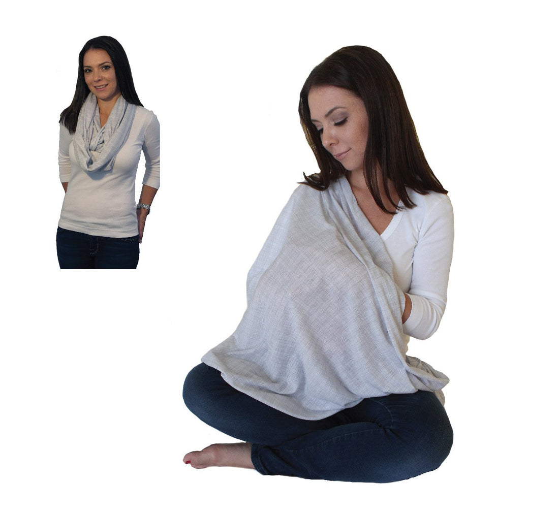 LK Baby 2pk Infinity Nursing Scarf Breastfeeding Cover Ultra Soft (Grey/Navy)