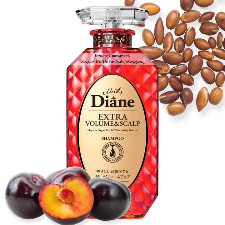 Moist Diane Keratin Shampoo for Hair Fall & Thin Hair Women & Men, Organic Hair Care with Argan Oil & Biotin & Plum Oil from Japan, Silicone & Sulfate Free, EXTRA VOLUME & SCALP, 15.2 Fl Oz