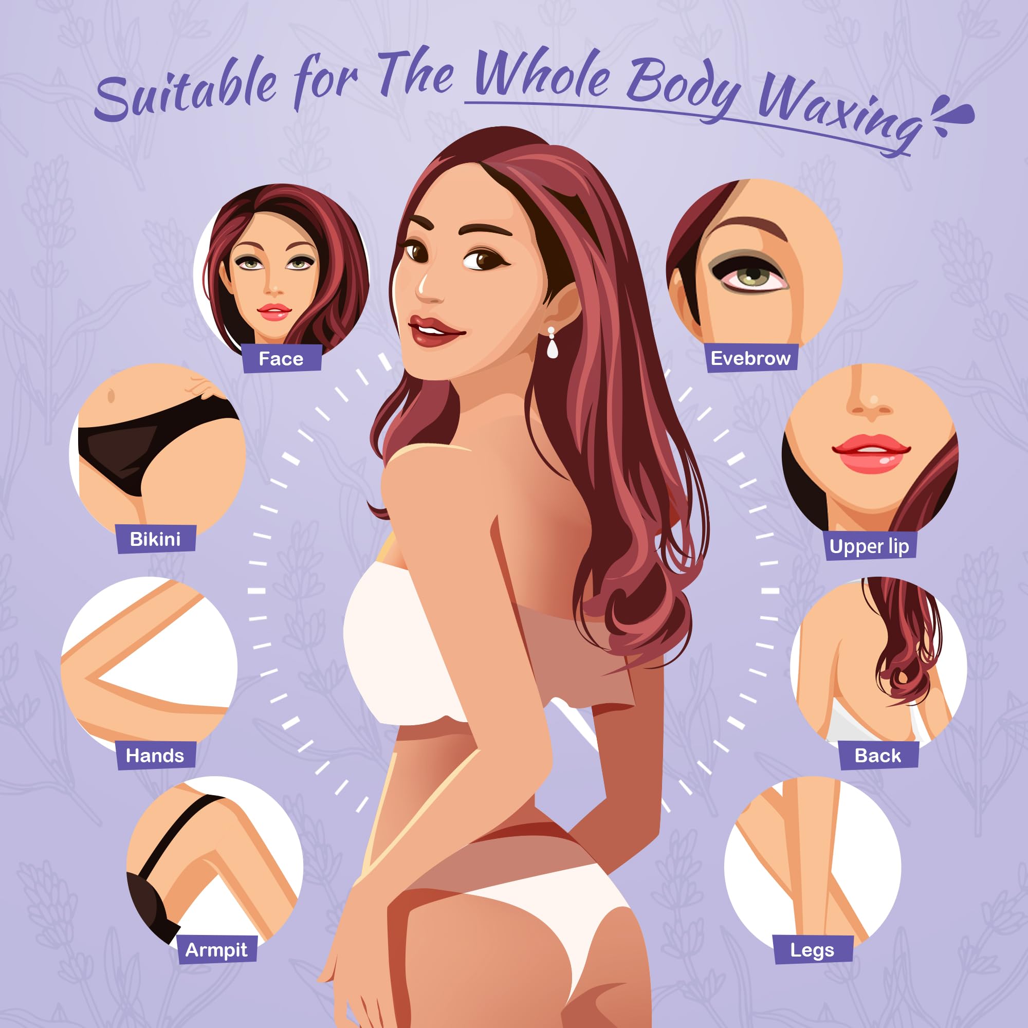 Ajoura 1lb Hard Lavender Wax Beads for Full Body Hair Removal - Brazilian, Bikini, Face, Eyebrows, Underarms, Arms, Chest, Back, Legs (Refill for Wax Warmer Kit, Purple)