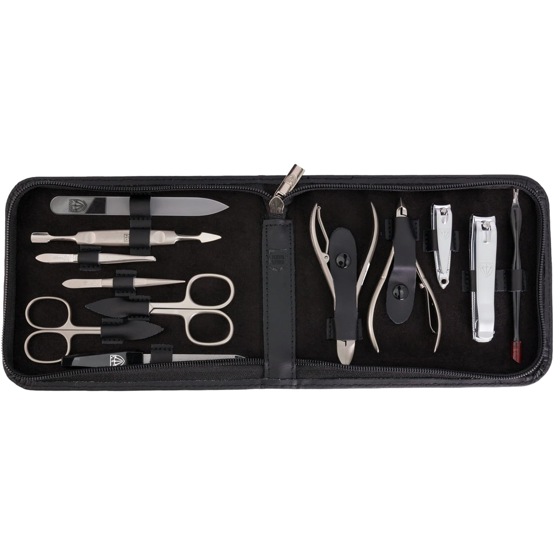 3 Swords Germany - brand quality 12 piece manicure pedicure grooming kit set for professional finger & toe nail care scissors clipper genuine leather case in gift box, Made in Solingen Germany (03867)