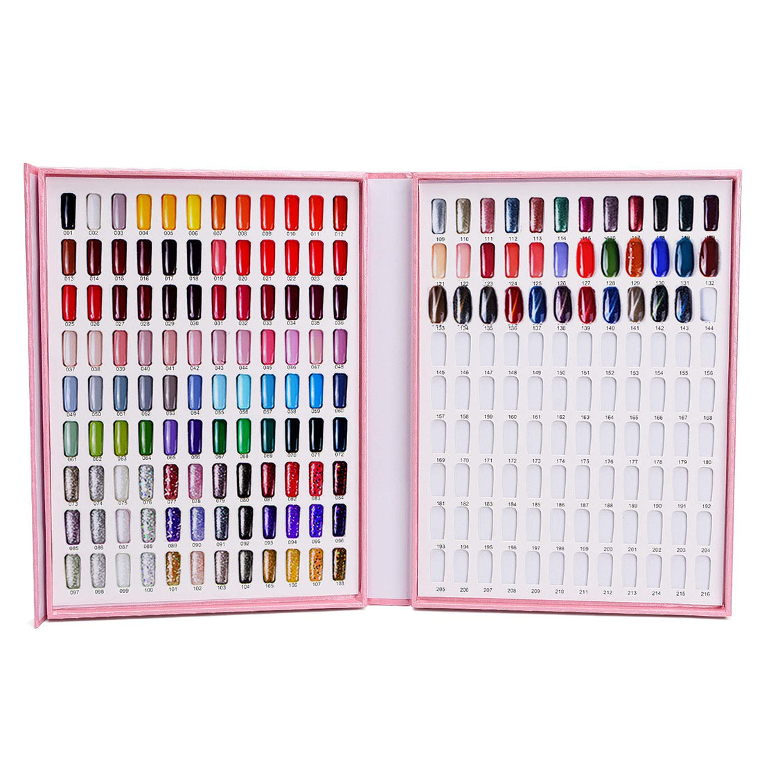 Noverlife 216 Colors Nail Display Chart: 216 Nail Color Chart Display, Nail Gel Polish Display Book With 216 False Nail Tips, Professional Salon Nail Color Swatches Nail Practice Card Design