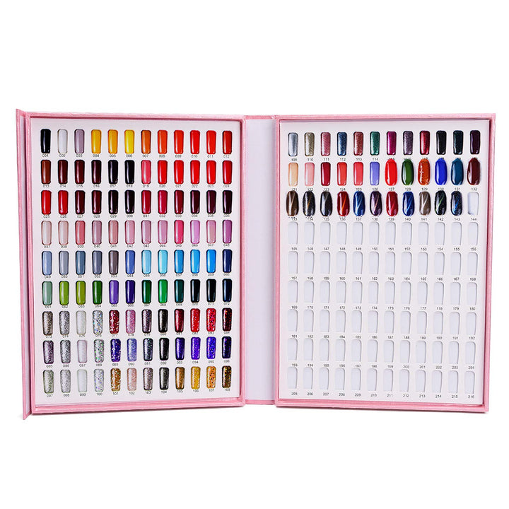 Noverlife 216 Colors Nail Display Chart: 216 Nail Color Chart Display, Nail Gel Polish Display Book With 216 False Nail Tips, Professional Salon Nail Color Swatches Nail Practice Card Design