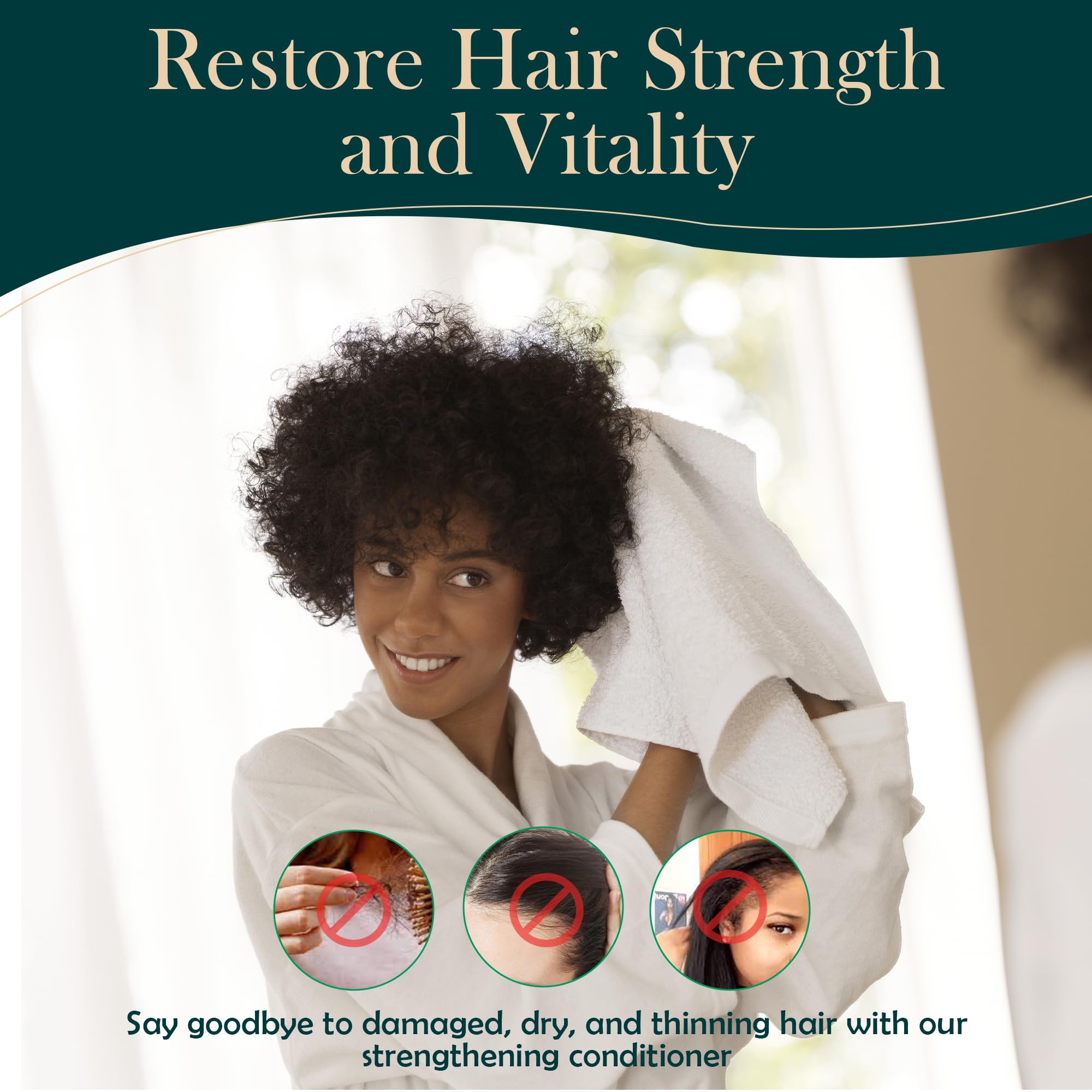 Natural Hair Growth Conditioner with Black Cumin Seeds: Strengthening & Moisturizing Hair Conditioner For Hair Loss, Damaged, Dry, Frizzy & Thinning Hair 10 Fl. Oz - Fragrance Free