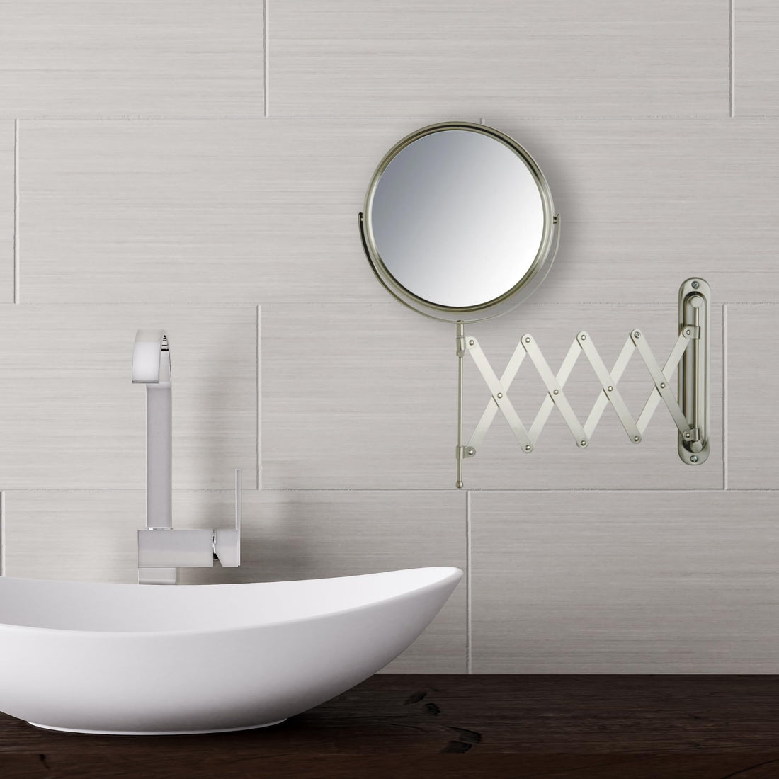 Jerdon JP2027N 8-Inch Wall Mount Makeup Mirror with 7x Magnification, Nickel Finish