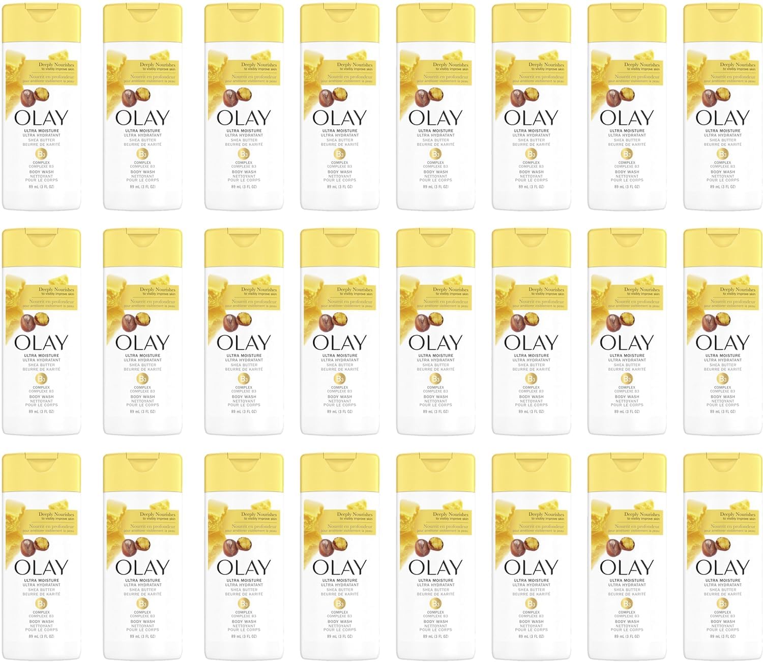 Olay Ultra Moisture Body Wash for Women with Shea Butter, 3 fl oz (Pack of 24)