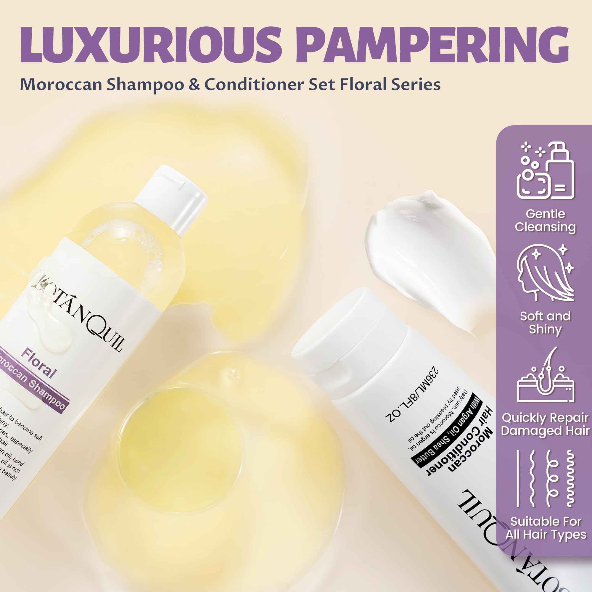 Sulfate Free Shampoo and Conditioner Set with Shea Butter for Curly,Dry,Damaged Hair 3 Minute Miracle Deep Conditioner Moisturizing,Color Treated Hair Hydrating,Argan Oil Infused Anti Frizz 12 x 8oz