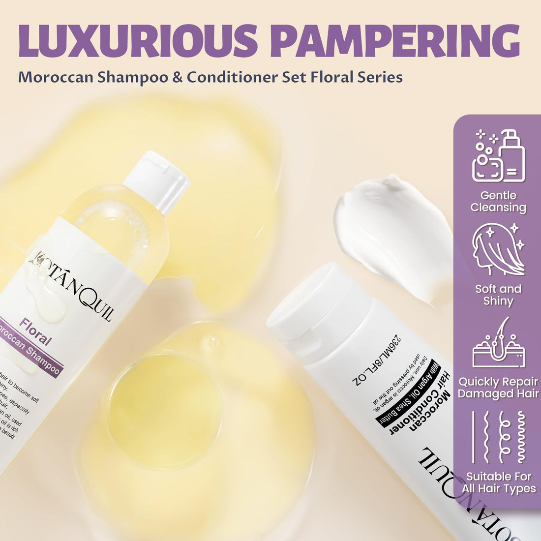 Sulfate Free Shampoo and Conditioner Set with Shea Butter for Curly,Dry,Damaged Hair 3 Minute Miracle Deep Conditioner Moisturizing,Color Treated Hair Hydrating,Argan Oil Infused Anti Frizz 12 x 8oz