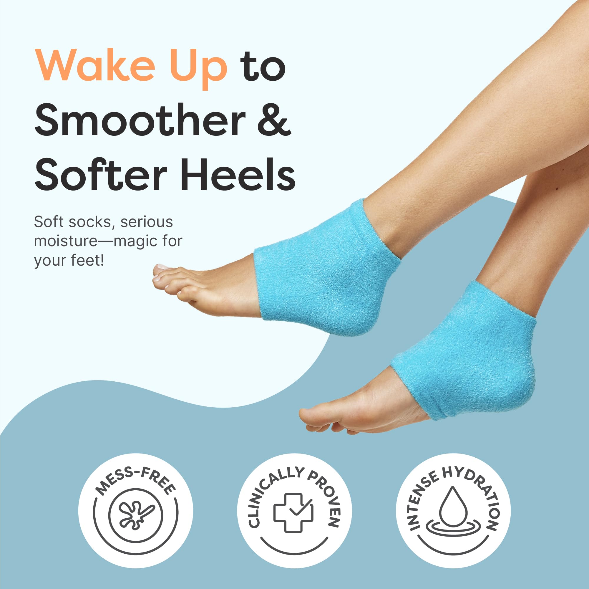 ZenToes Moisturizing Socks for Cracked Heel Treatment - Vitamin E, Olive Oil and Jojoba Oil Infused Heel Socks to Soften and Hydrate (Fuzzy Blue, Wide Width)