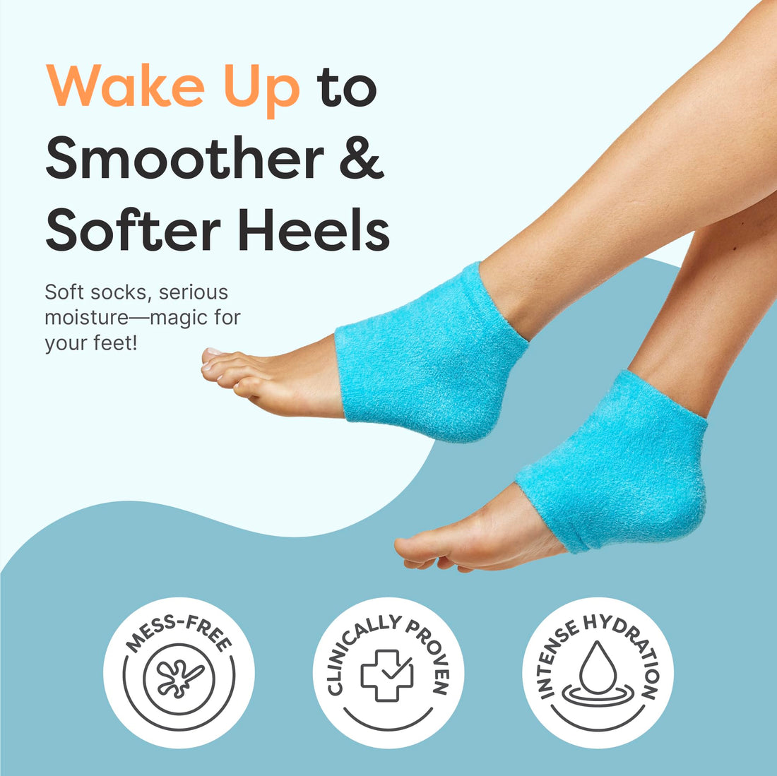 ZenToes Moisturizing Socks for Cracked Heel Treatment - Vitamin E, Olive Oil and Jojoba Oil Infused Heel Socks to Soften and Hydrate (Fuzzy Blue, Wide Width)