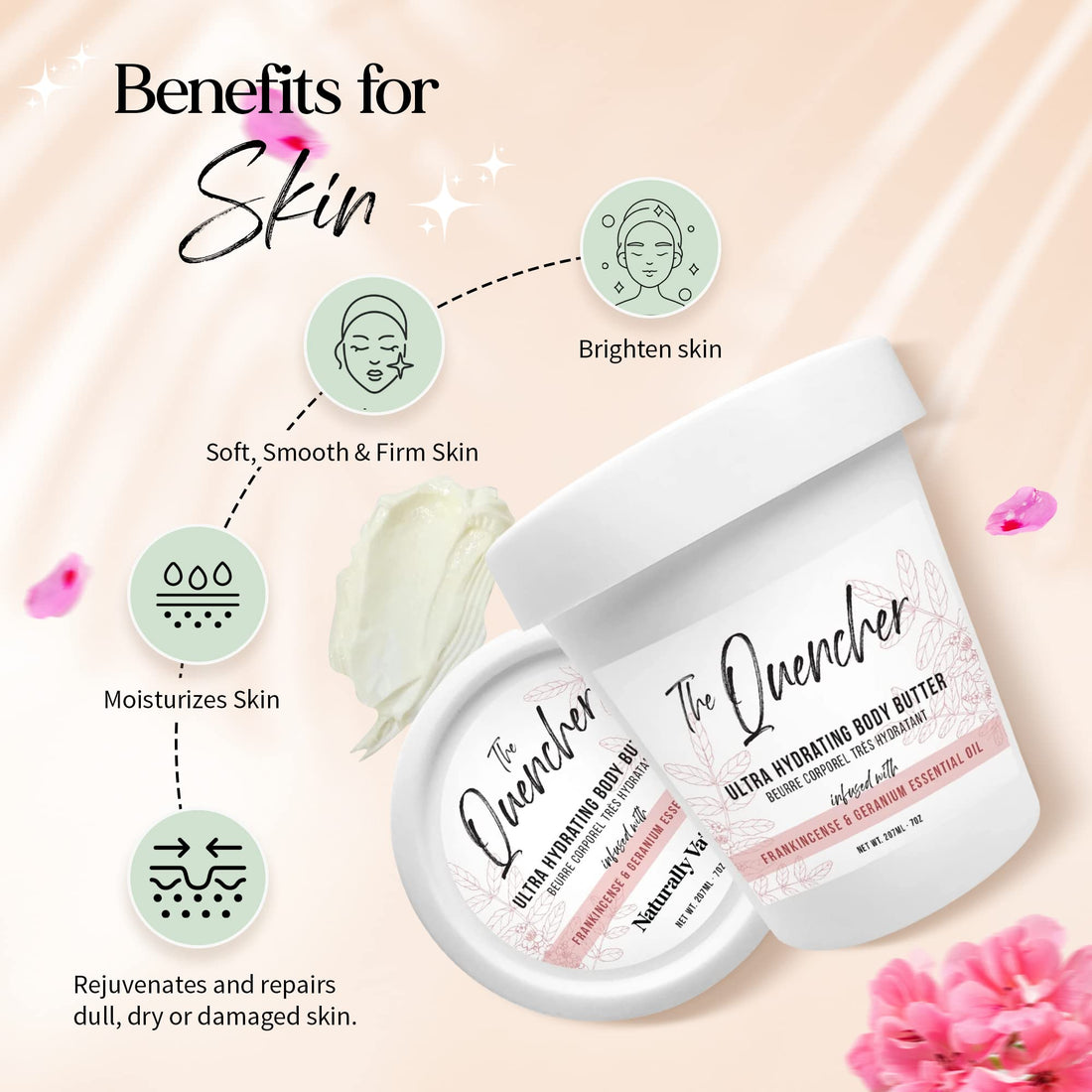 Naturally Vain The Quencher Ultra Hydrating Body Butter, Body Lotion, Moisturizing Lotion, Dry Skin, Shea Butter, Geranium Essential Oil, Frankincense Essential Oil, Hydrating