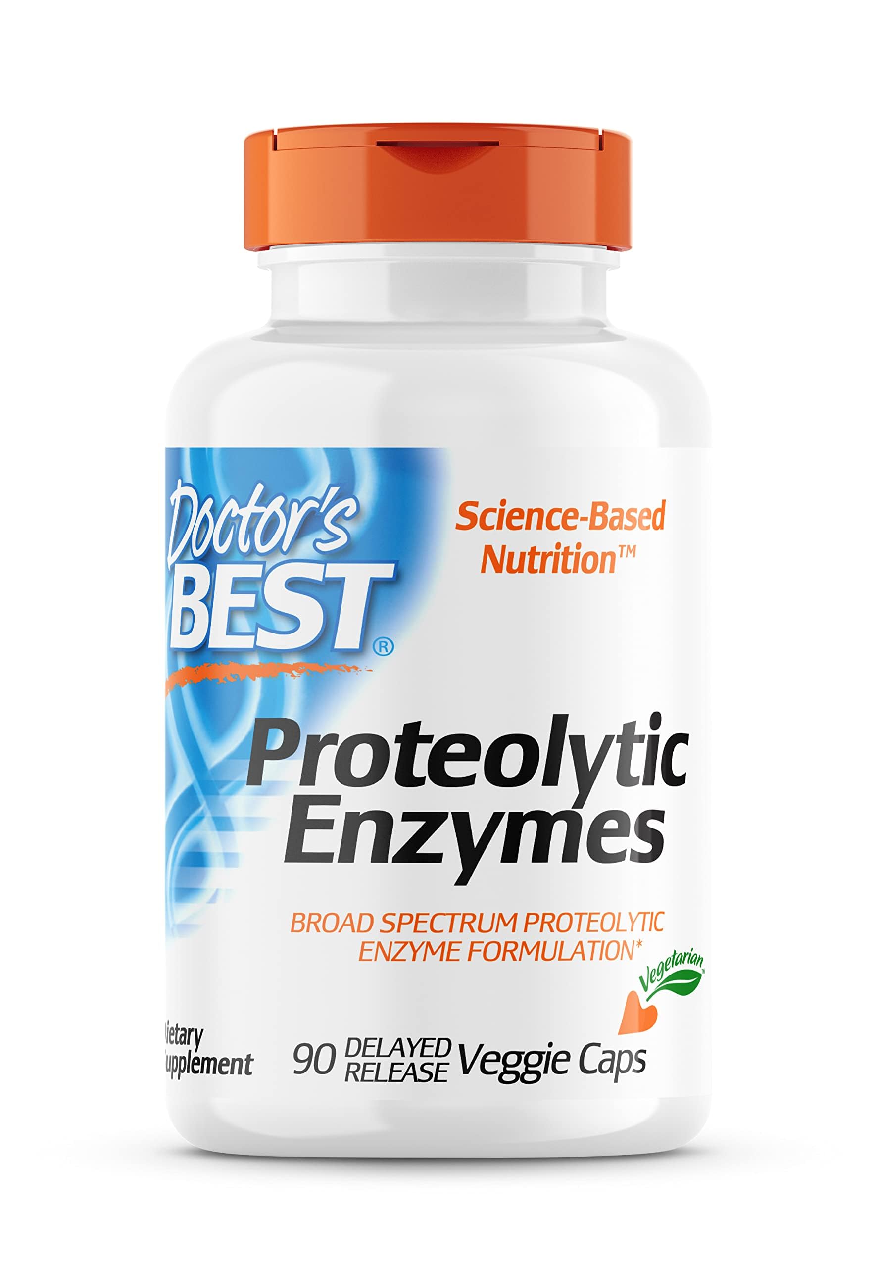 Doctors Best Proteolytic Enzymes, Broad Spectrum Proteolytic Enzyme Formulation, Non-GMO, Vegetarian 90 Delayed Release Veggie Caps