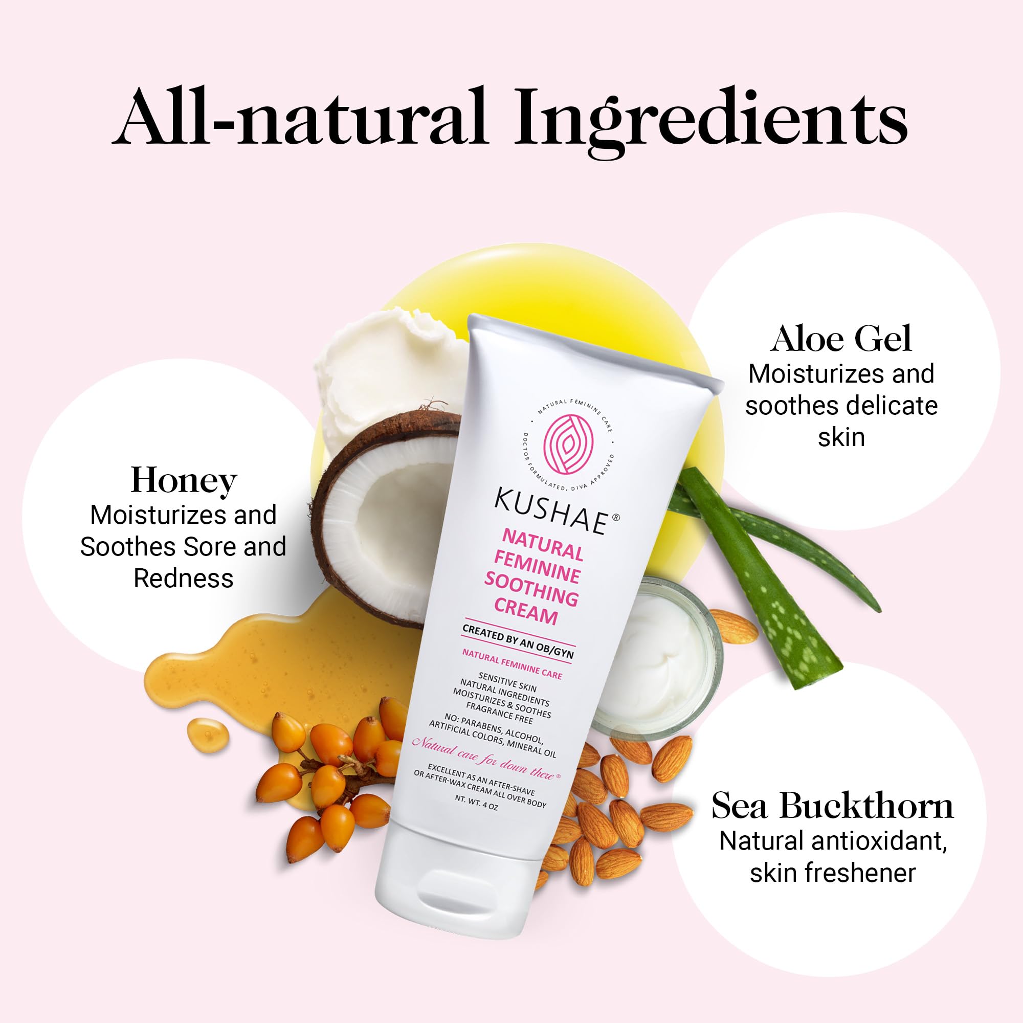 All Natural, OB/GYN Created, Gentle Feminine Soothing Cream; Calming Shaving Lotion for Afterwax, Aftershave, and Laser Treatments