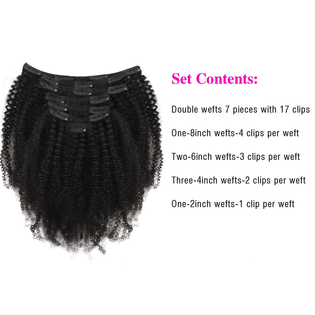 16 inch, AC: Sassina 8A Grade Afro Curly Clip In Human Hair Extensions 3C 4A Seamless Real Thick Clip On Extensiosn For African Americans 120 Grams 7 Pieces Double Wefts With 17 Clips AC 16 Inch