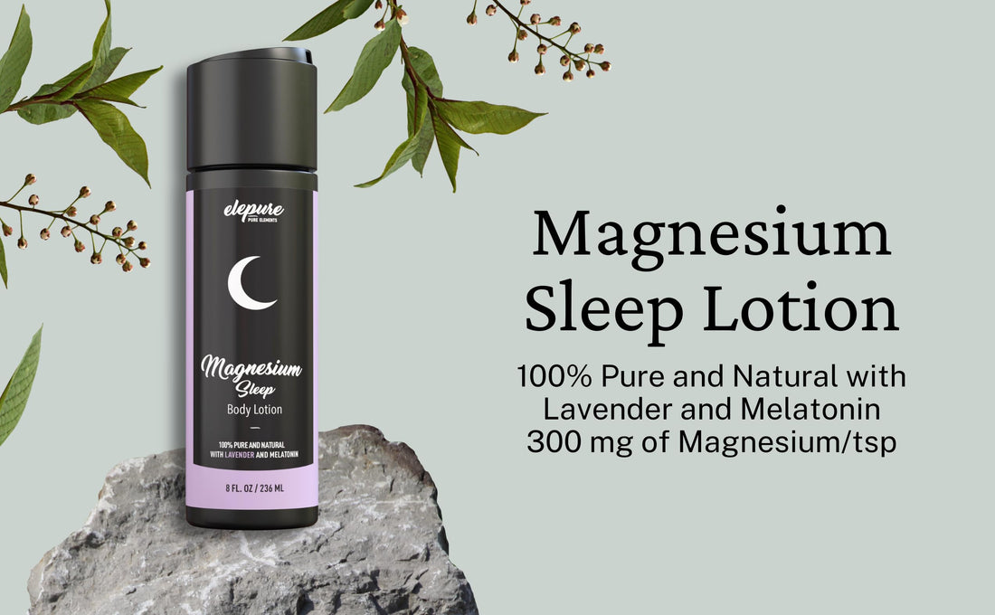 Elepure Pure Elements Magnesium Sleep Lotion with Lavender and Melatonin - Topical Application Night Cream- High Potency - Organic Materials - Large Size - Great Value - 8 fl. oz