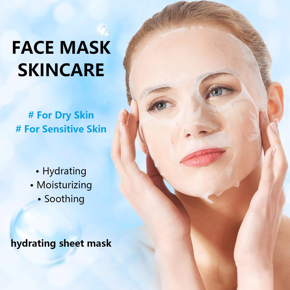 IREV Hydrating Face Masks Skincare, Moisturizing Facial Sheet Mask Skin care for Dry, Oily, Sensitive Skin,B5 Hyaluronic Acid Face Mask, Christmas Gifts for Women 10 Pack