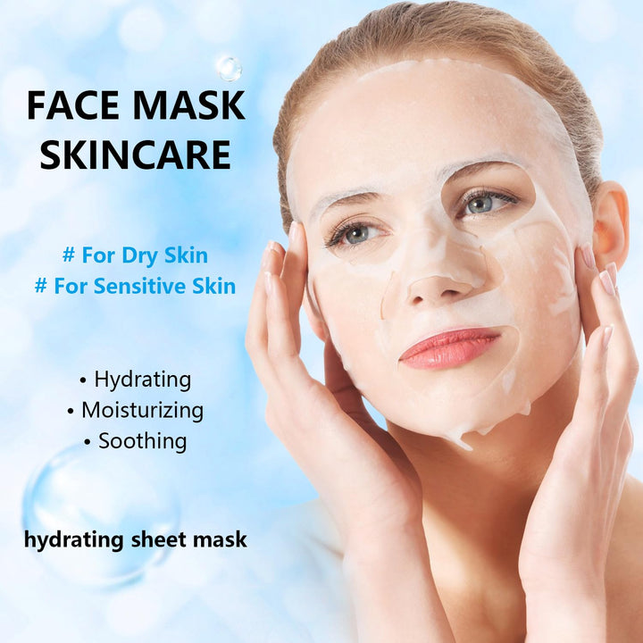 IREV Hydrating Face Masks Skincare, Moisturizing Facial Sheet Mask Skin care for Dry, Oily, Sensitive Skin,B5 Hyaluronic Acid Face Mask, Christmas Gifts for Women 10 Pack