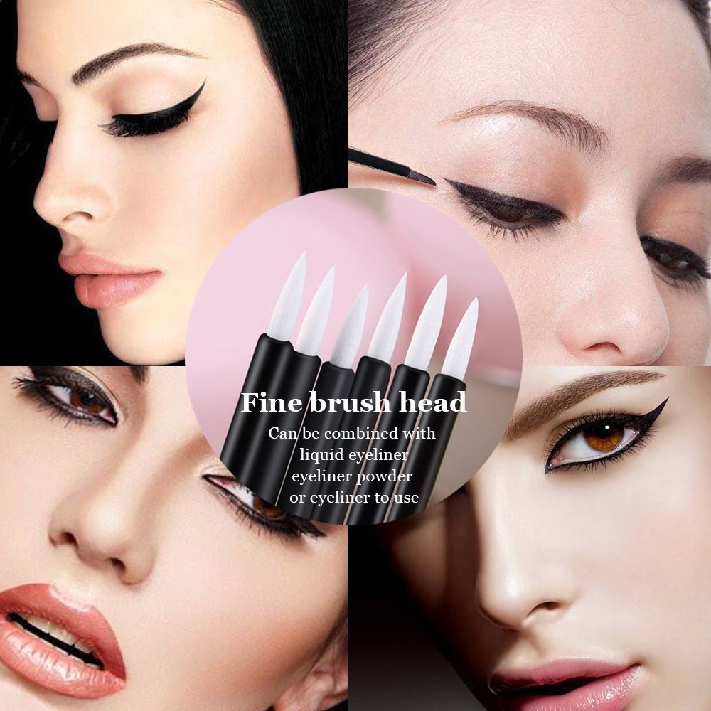 Bysiter Disposable Eyeliner Brush Eye shadow Applicator Fine Point Eye Liner Pens Lip Liner brushs Cosmetic Wands Makeup Tool set200pcs (Black)