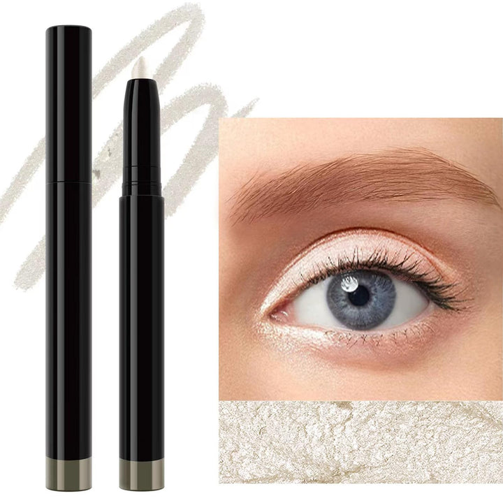 2 In1 White Cream Eyeliner Pencil Eyeshadow Stick Sharpenable Multi-Use Longwear Eye Liner Eye Shadow Shimmer Waterproof Long-Lasting Transfer-Proof (# 01)