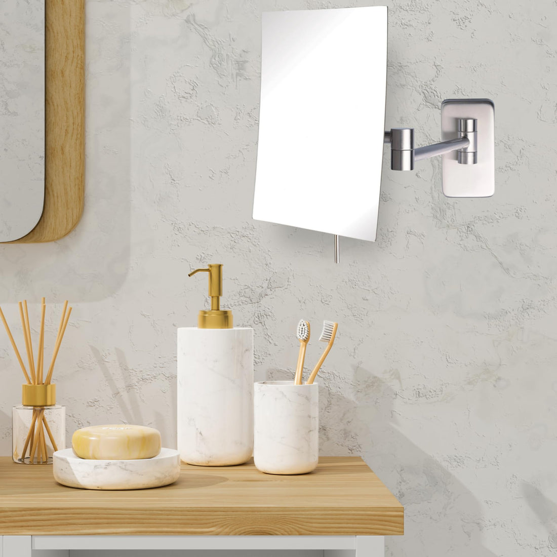 Jerdon JRT695N 6.5-Inch by 8.5-Inch Wall Mount Rectangular Makeup Mirror, Nickel Finish