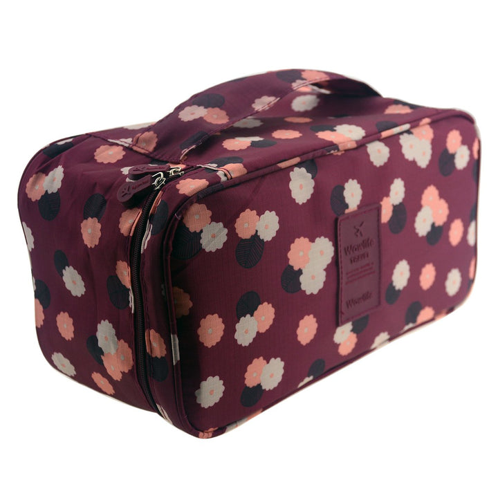 Flower-Red: Wowlife Fashion Portable Multi-Functional Travel Organizer Cosmetic Make-Up Bag Luggage Storage Case Bra Underwear Pouch (Flower-Red)