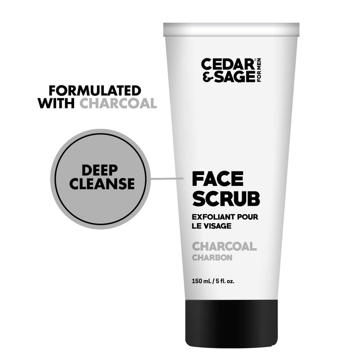 Cedar & Sage, Charcoal Infused AntiAging Exfoliating Face Scrub for Men 150mL, 1 Count