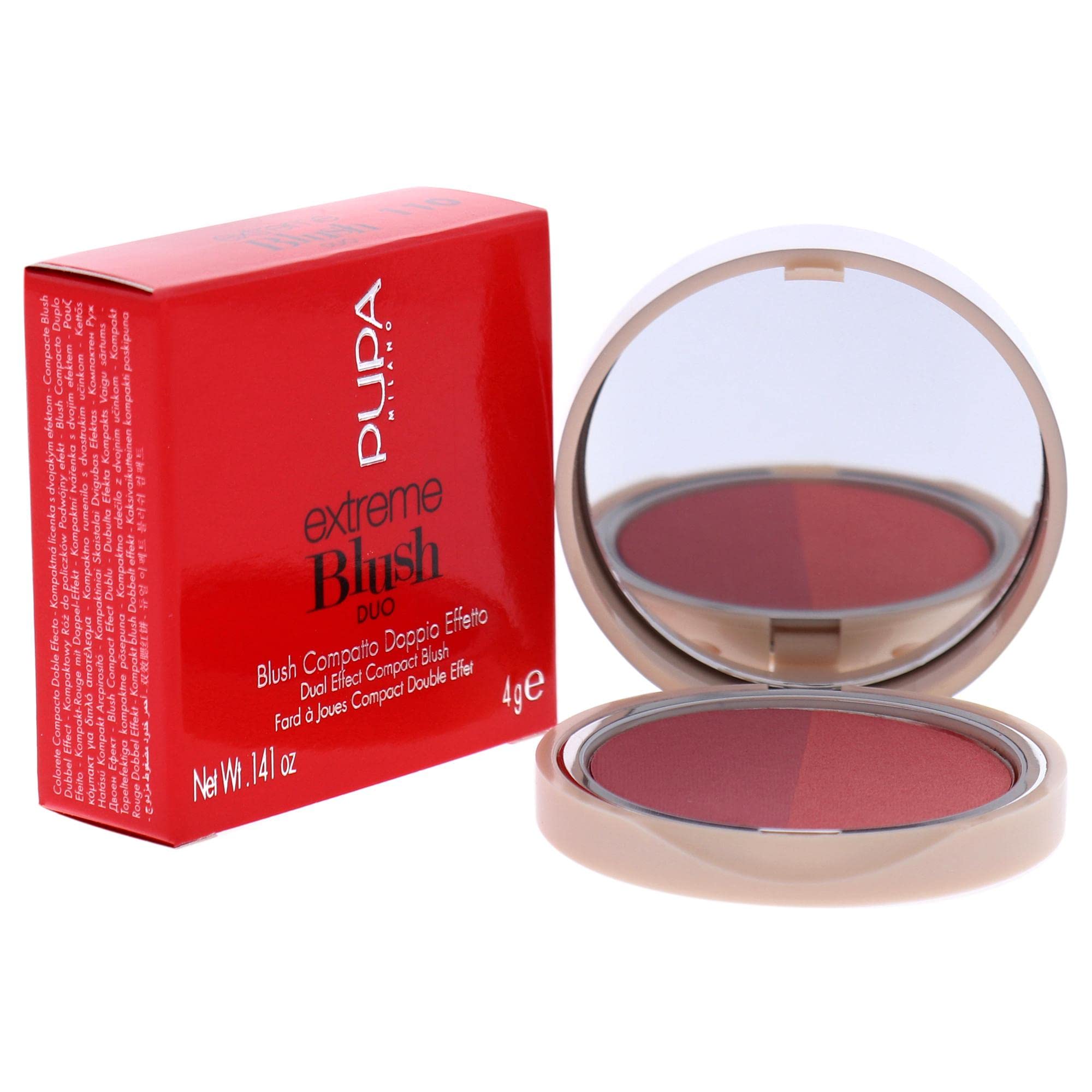PUPA Milano Extreme Blush Duo - 110 Radiant Amarant - Glow Watermelon for Women - 0.141 oz Blush