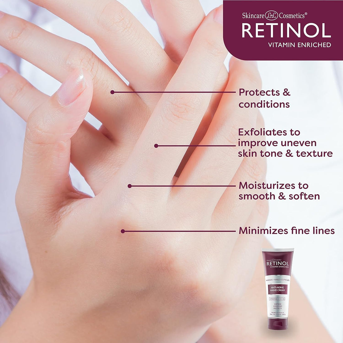 Skincare LdeL Cosmetics Retinol Hand Cream, 3.52-Ounce Tube