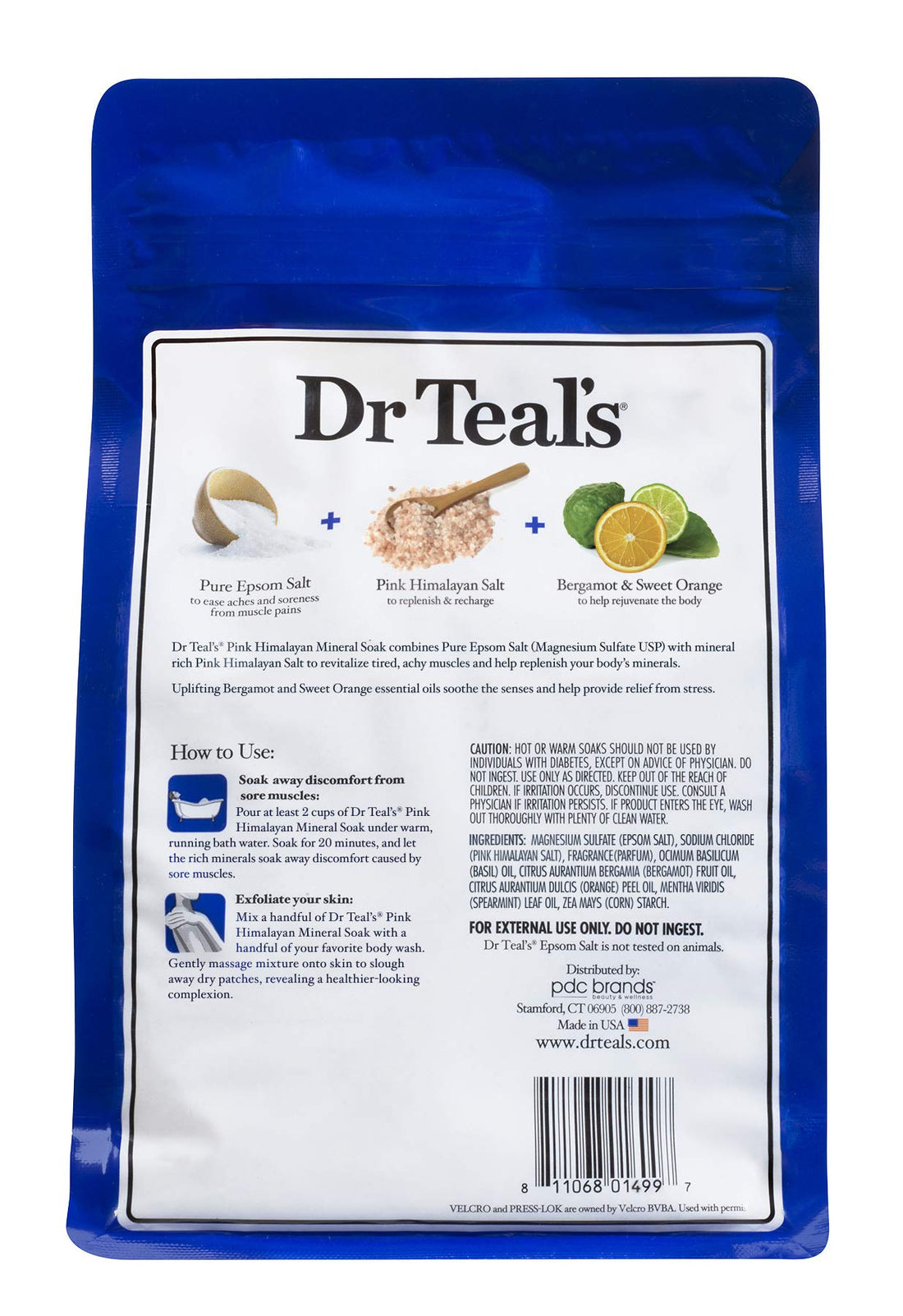 Dr Teal's Epsom Salt Soaking Solution, Restore & Replenish, Pink Himalayan Mineral Soak, 4 Count - 3lb Bags, 12lbs Total