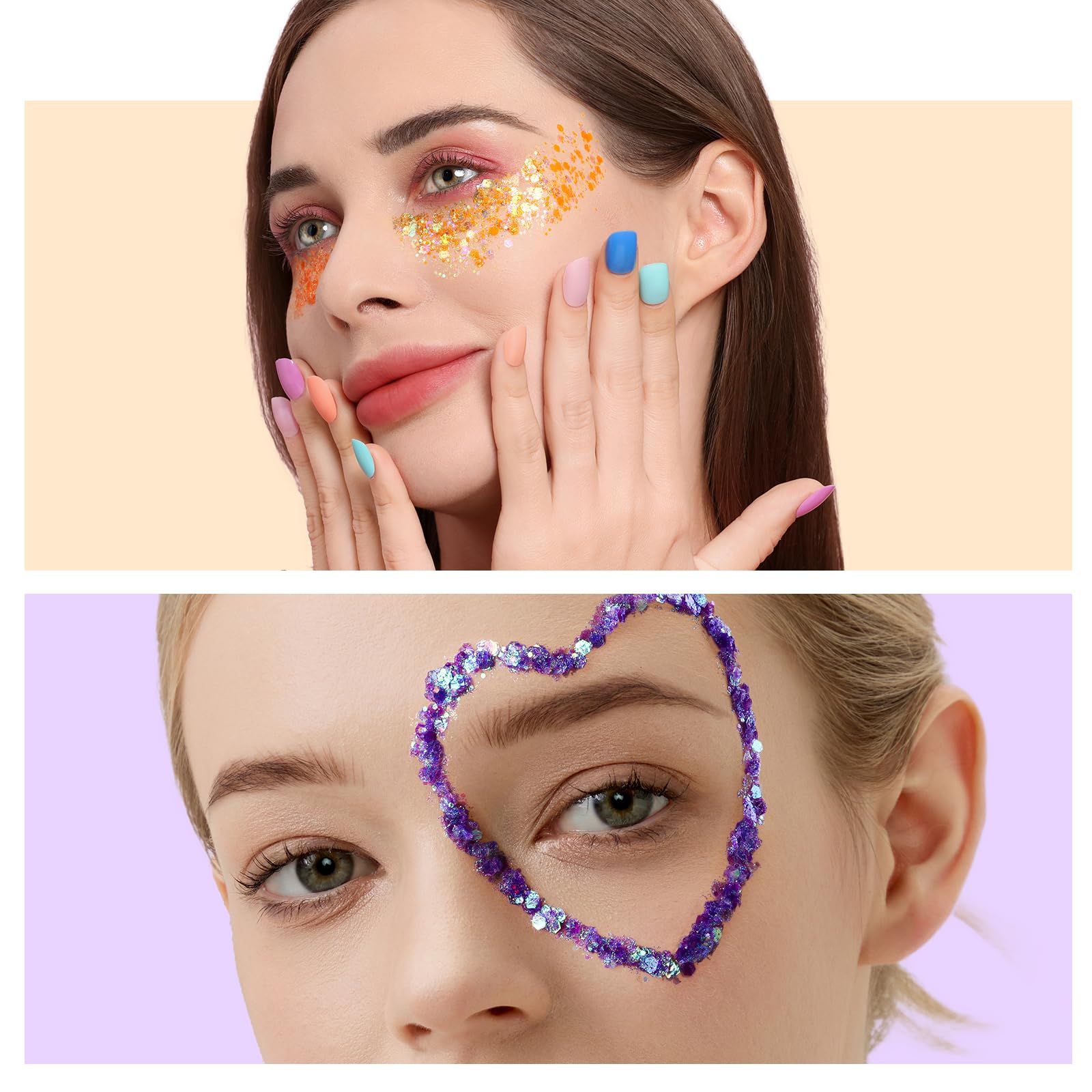 Teenitor Face Glitter, Body Glitter Gel Set, 9 Colors Makeup Gel Glitter for Face and Body, Hair Glitter for Festival Party Cheer