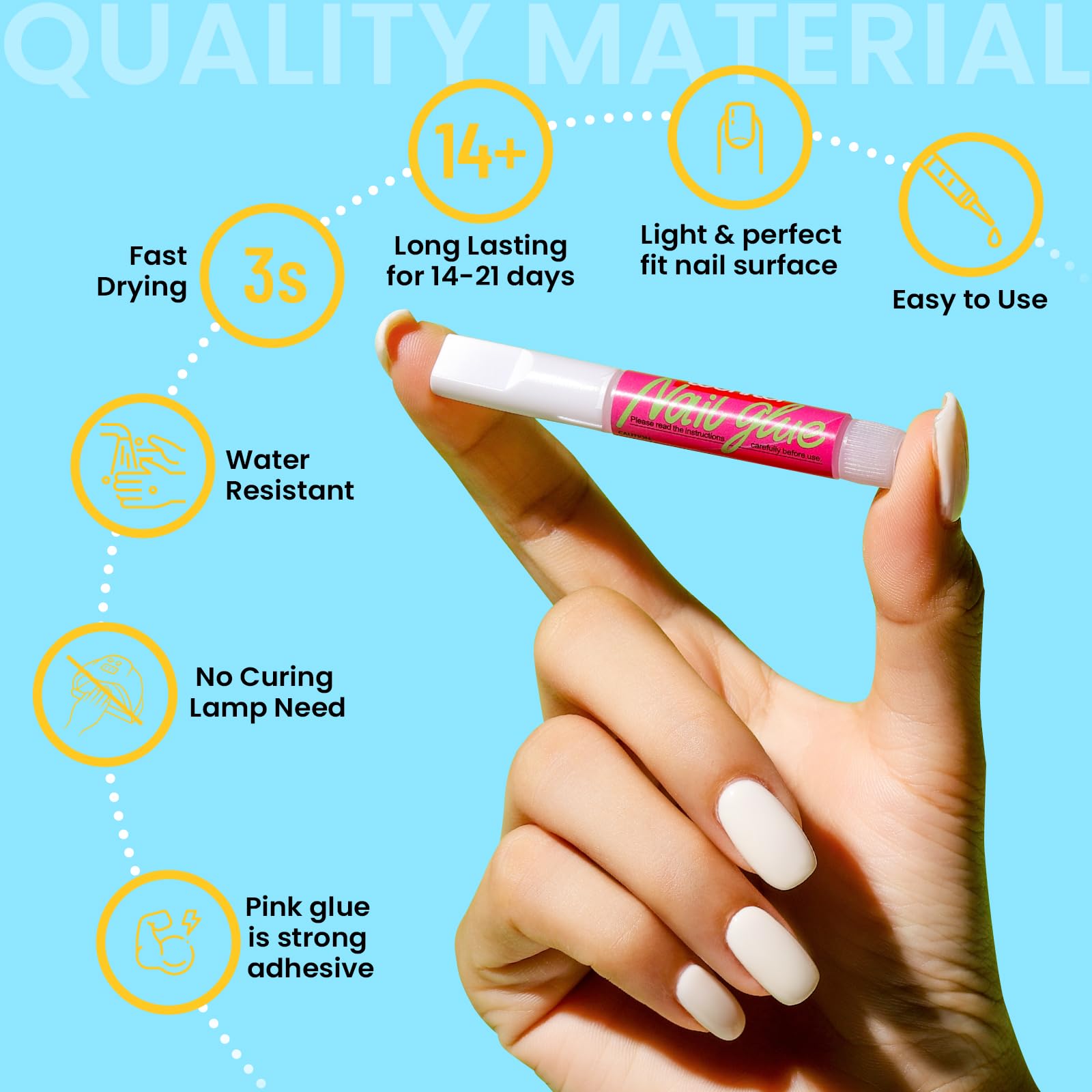 Teenitor Nail Glue for Acrylic Nails, 15pcs Press on Nail Glue Strong, Best Nail Glue for Press on Nails Long Lasting Nail Glue for Nail Tips