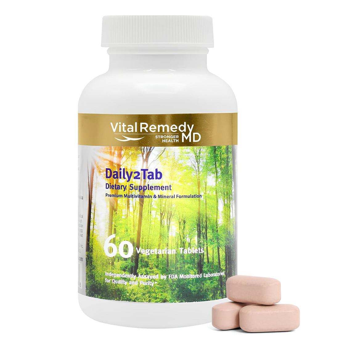 VitalRemedyMD Multivitamin for Women & Men - Daily2Tab Multimineral Tablet with Antioxidants, Vitamin C, Vitamin D, Vitamin B12, Lycopene, Selenium and Much More for Health Support (60 Count)