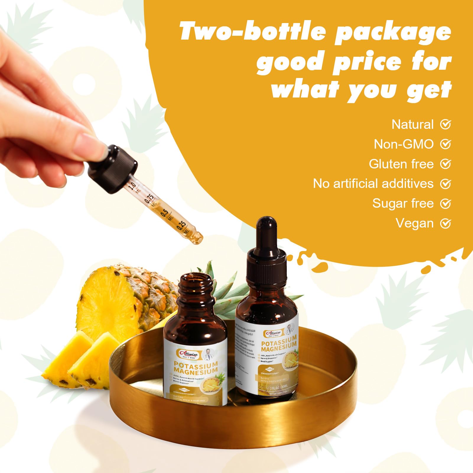 2 Pack Potassium Magnesium Supplement Liquid - High Absorption Calm Magnesium Complex 500mg & Potassium 99mg Plus Calcium, Vitamin D3, Zinc for Leg Cramps & Bone & Energy & Immune Support - 2 Fl oz