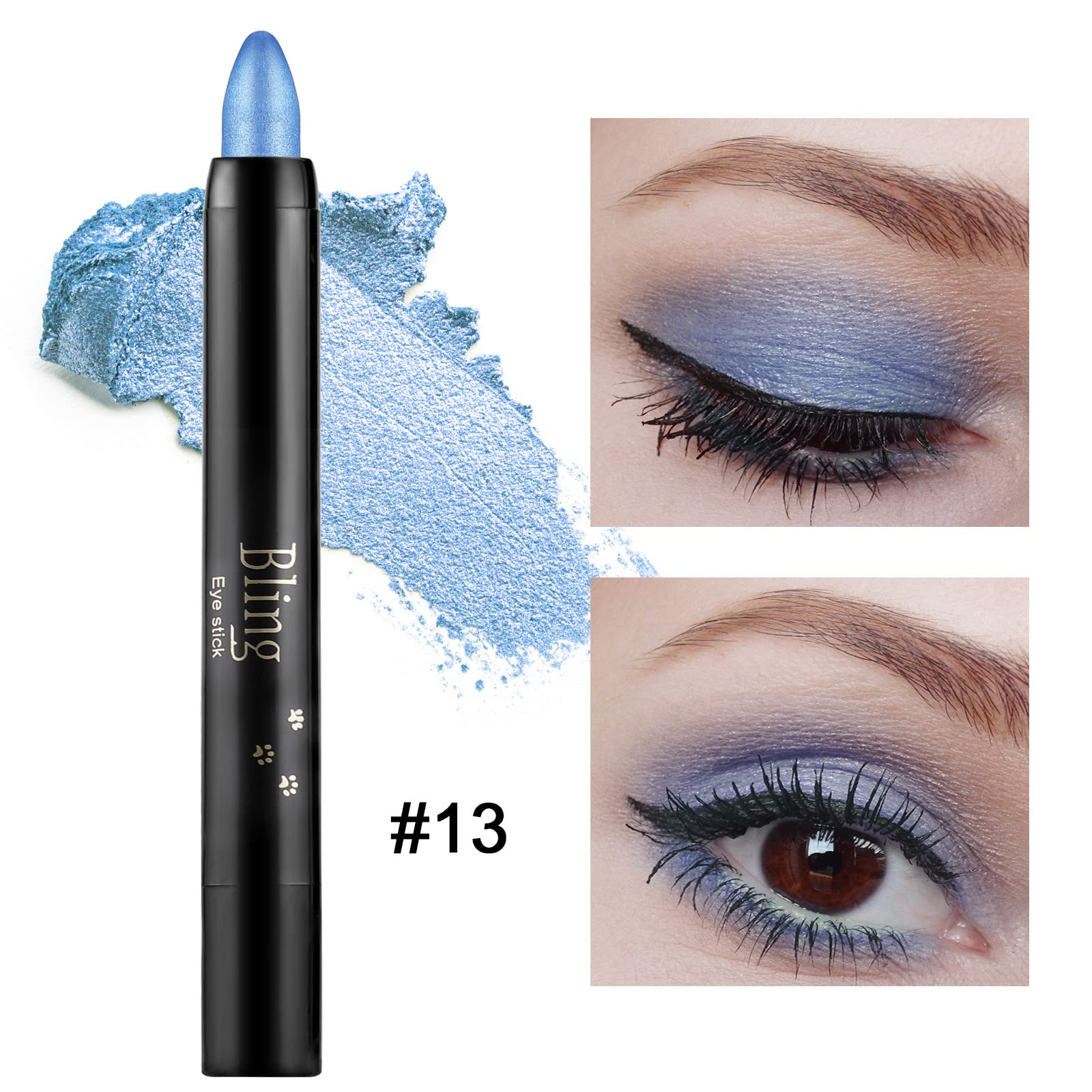 Boobeen Waterproof Eyeshadow Stick Crayon Shimmer Cream Pen Create Glitter Eye Makeup, Easy to Use (13#)