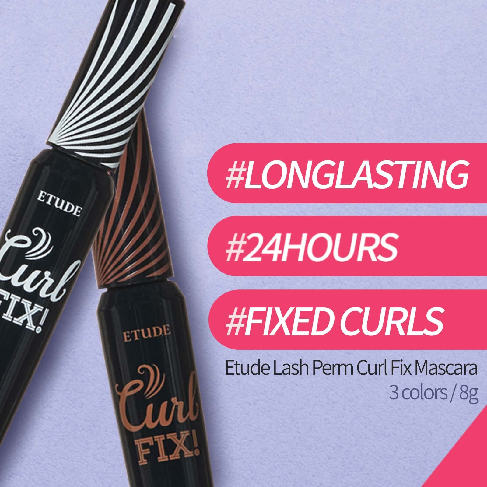 ETUDE Lash Perm Curl Fix Mascara #2 Brown | A curl fix mascara that keeps fine eyelashes powerfully curled up for 24 hours by ETUDE's own Curl 24H Technology