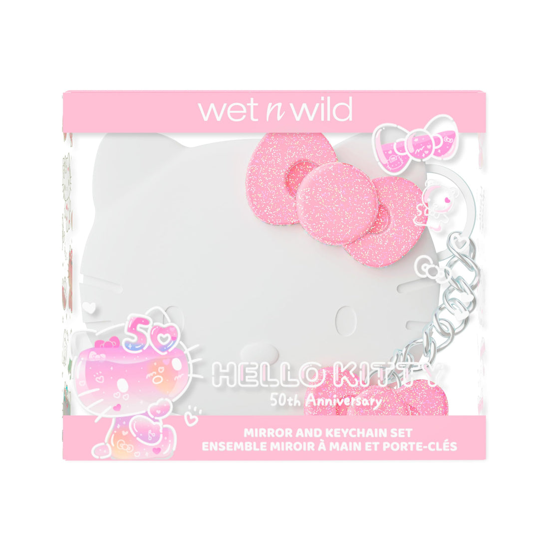 wet n wild Hello Kitty Collection, Mirror & Pink Bow Keychain Duo, Comfort-Grip Handle, Versatile & Portable Hand Mirror