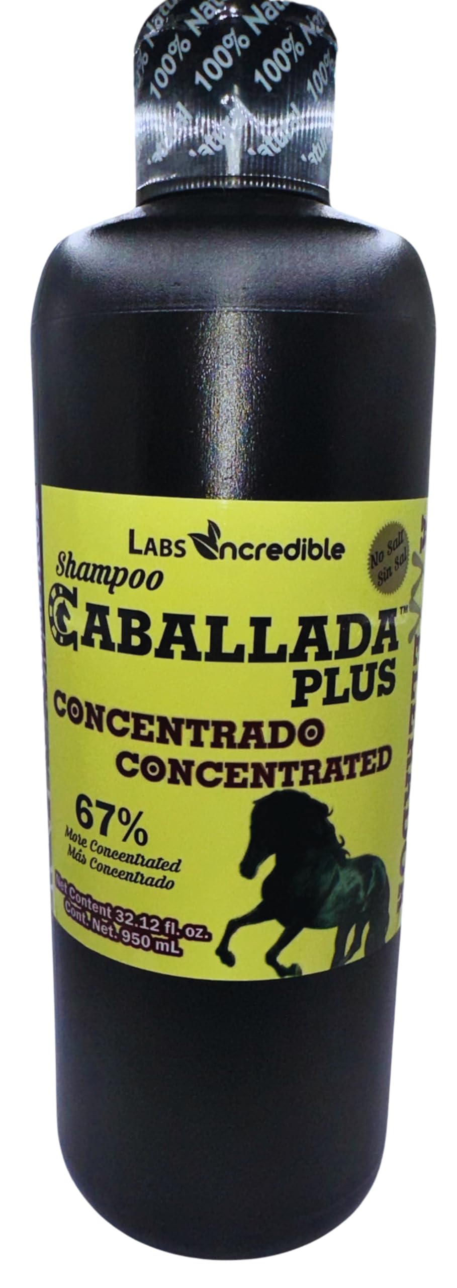 CABALLADO Shampoo Cola De Caballo Plus Extra Aceleracion Sin Sal (950m) CABALLADA PLUS 67% more concentraded 100% cosmetico HORSETAIL SHAMPOO 32.12 Fl oz ROSMERY, JOJOBA.