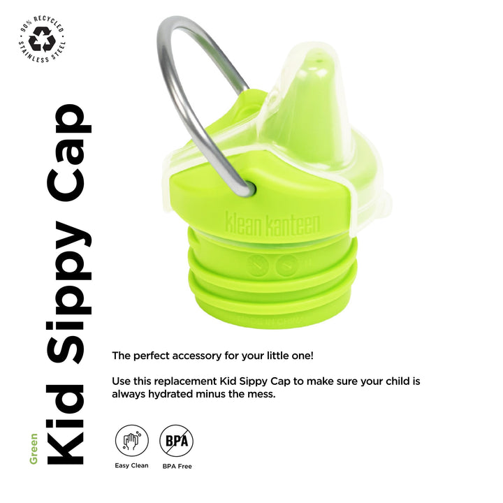 Klean Kanteen Classic Kid Sippy Cap - Lid Replacement for Kid Water Bottle - Easy Clean - Great for Outdoor Activities - BPA Free - Green