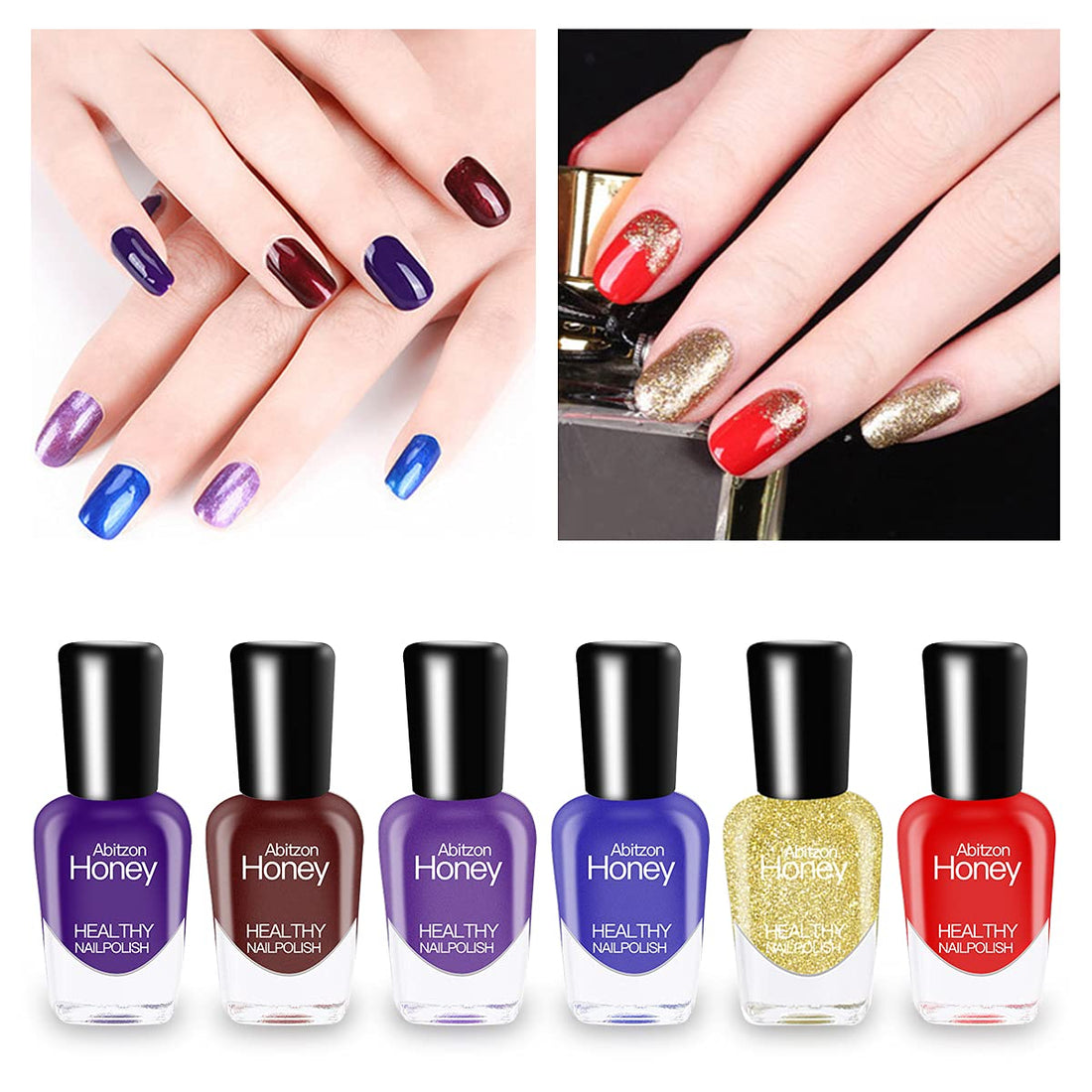 Abitzon New Nail Polish Set (10 Bottles) - Non-Toxic Eco-Friendly Easy Peel Off & Quick Dry Water Based Nail Polish: Style-1