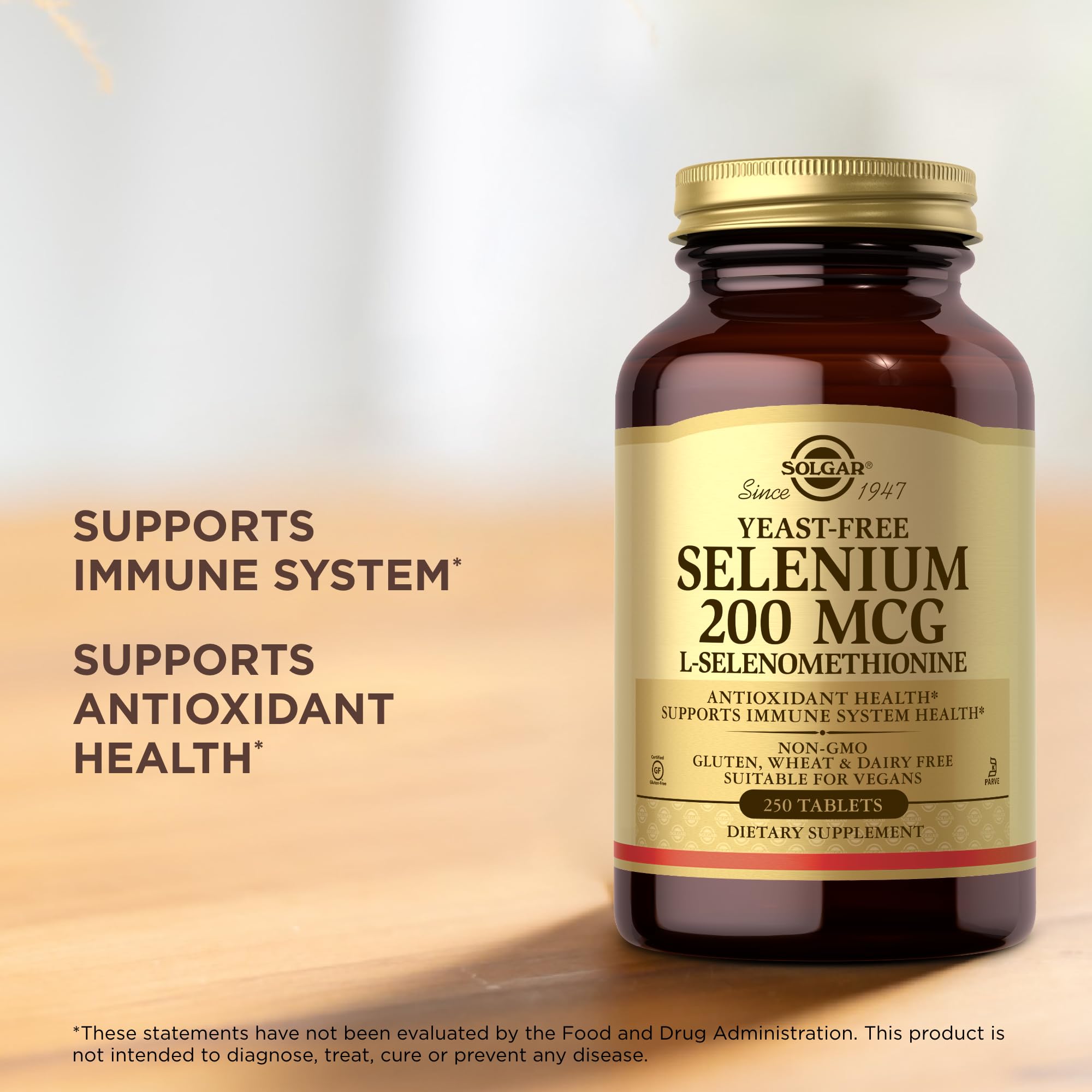 Solgar Yeast-Free Selenium 200 mcg - 250 Tablets, Pack of 2 - Supports Antioxidant & Immune System Health - Non-GMO, Vegan, Gluten Free, Dairy Free, Kosher - 500 Total Servings